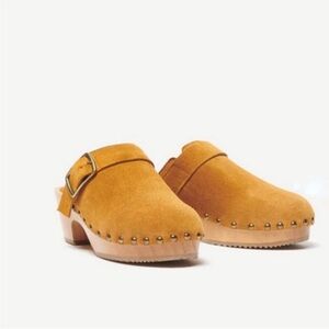 Ba&sh Paris yellow suede clogs